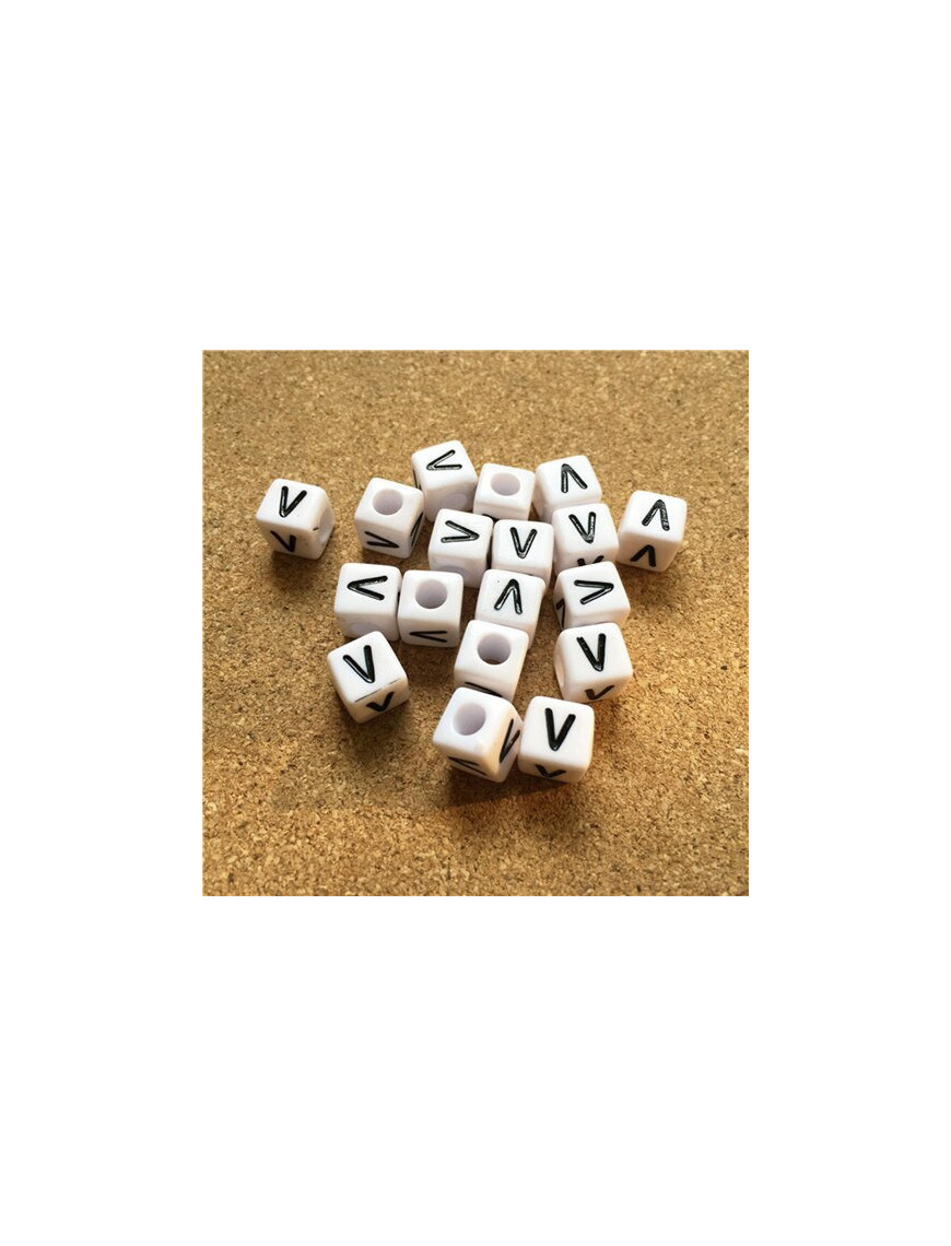 Perle Alphabet 8mm Blanc Cube Lettre au Choix