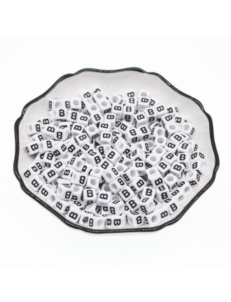 Perle Alphabet 6mm Blanc Cube Lettre au Choix