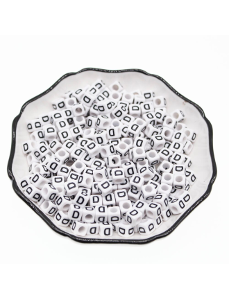Perle Alphabet 6mm Blanc Cube Lettre au Choix