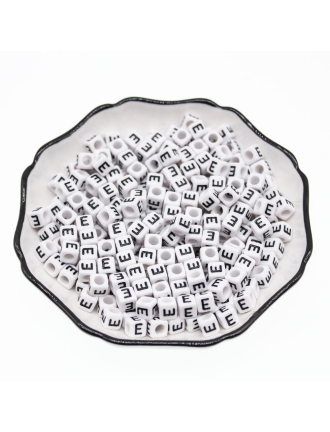 Perle Alphabet 6mm Blanc Cube Lettre au Choix