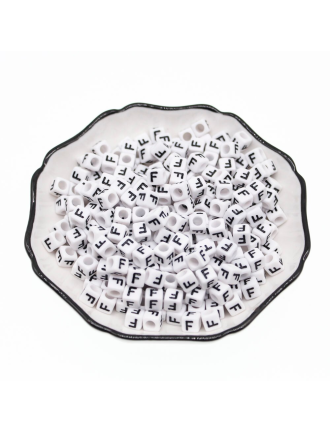 Perle Alphabet 6mm Blanc Cube Lettre au Choix