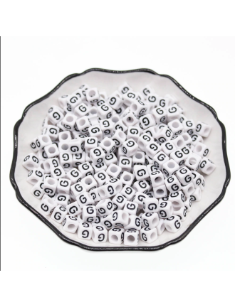 Perle Alphabet 6mm Blanc Cube Lettre au Choix