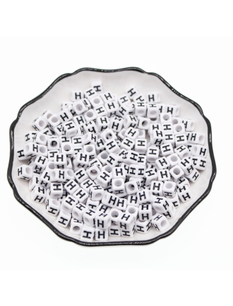 Perle Alphabet 6mm Blanc Cube Lettre au Choix