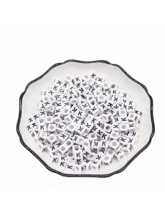 Perle Alphabet 6mm Blanc Cube Lettre au Choix