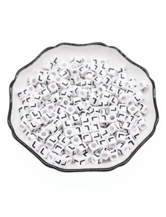 Perle Alphabet 6mm Blanc Cube Lettre au Choix