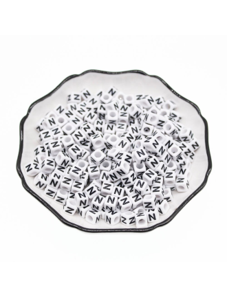 Perle Alphabet 6mm Blanc Cube Lettre au Choix