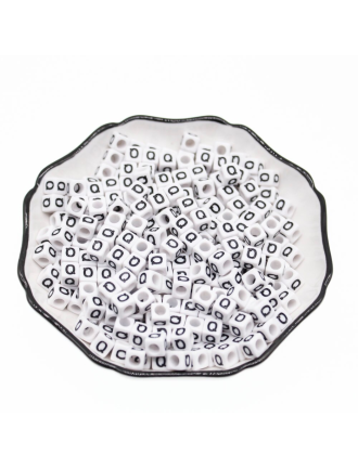 Perle Alphabet 6mm Blanc Cube Lettre au Choix