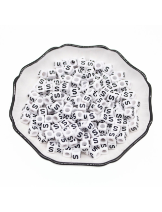 Perle Alphabet 6mm Blanc Cube Lettre au Choix