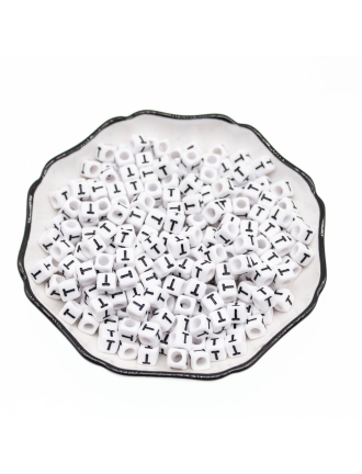 Perle Alphabet 6mm Blanc Cube Lettre au Choix