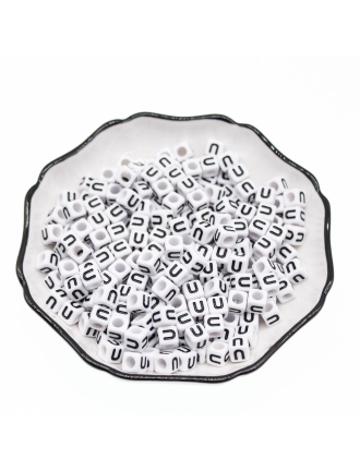 Perle Alphabet 6mm Blanc Cube Lettre au Choix