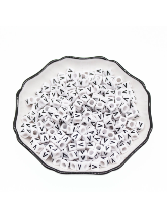 Perle Alphabet 6mm Blanc Cube Lettre au Choix