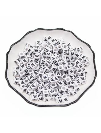 Perle Alphabet 6mm Blanc Cube Lettre au Choix