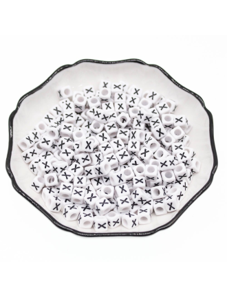 Perle Alphabet 6mm Blanc Cube Lettre au Choix