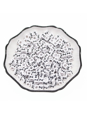 Perle Alphabet 6mm Blanc Cube Lettre au Choix
