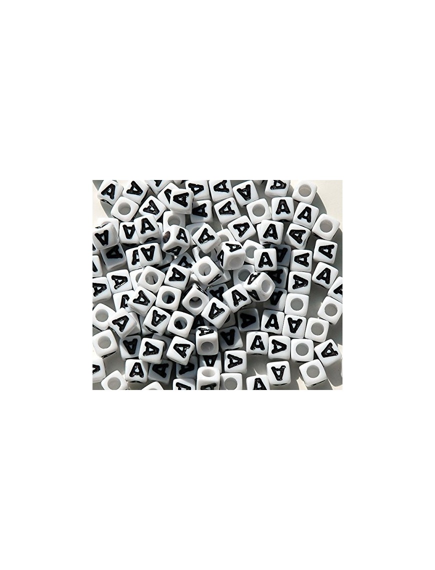 Perle Alphabet 7mm Blanc Cube Lettre au Choix