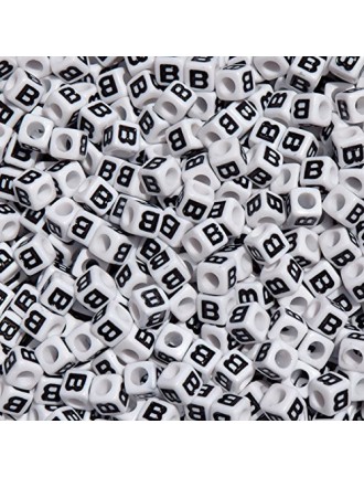 Perle Alphabet 7mm Blanc Cube Lettre au Choix