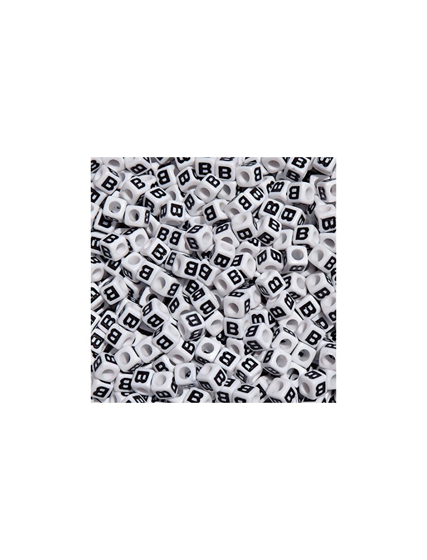 Perle Alphabet 7mm Blanc Cube Lettre au Choix