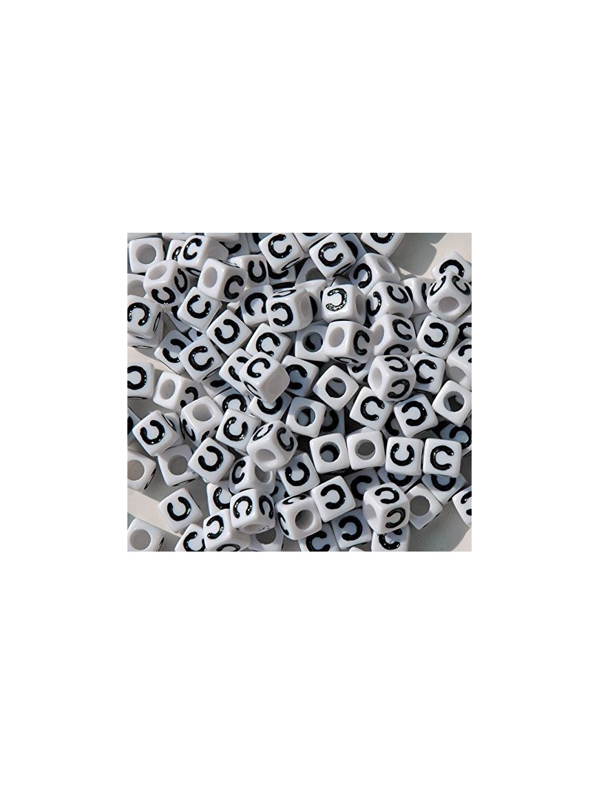Perle Alphabet 7mm Blanc Cube Lettre au Choix