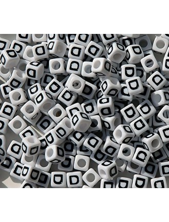 Perle Alphabet 7mm Blanc Cube Lettre au Choix