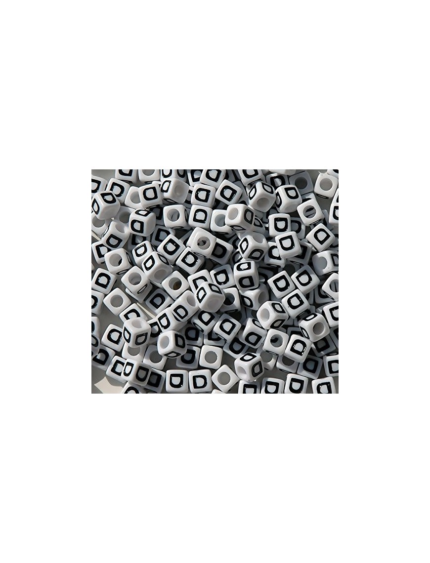 Perle Alphabet 7mm Blanc Cube Lettre au Choix