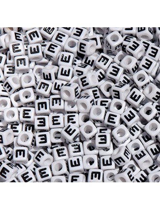 Perle Alphabet 7mm Blanc Cube Lettre au Choix