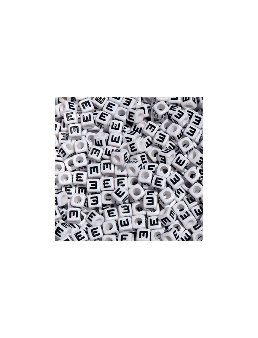 Perle Alphabet 7mm Blanc Cube Lettre au Choix