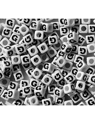 Perle Alphabet 7mm Blanc Cube Lettre au Choix