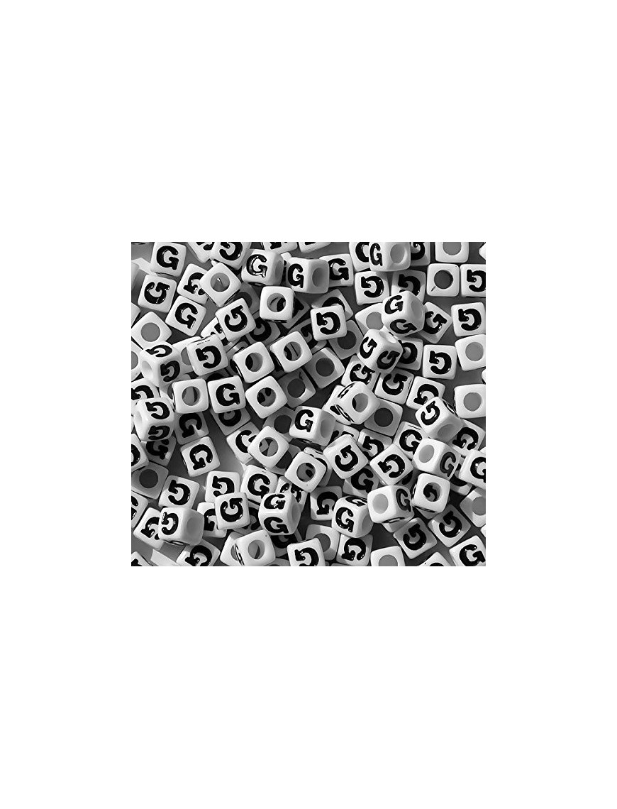Perle Alphabet 7mm Blanc Cube Lettre au Choix