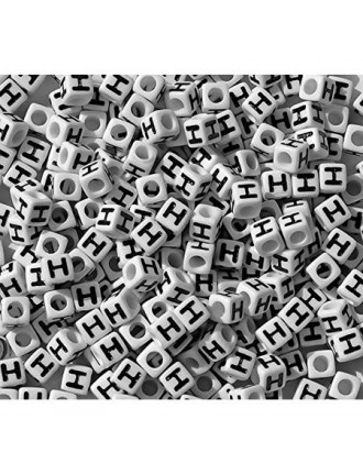 Perle Alphabet 7mm Blanc Cube Lettre au Choix