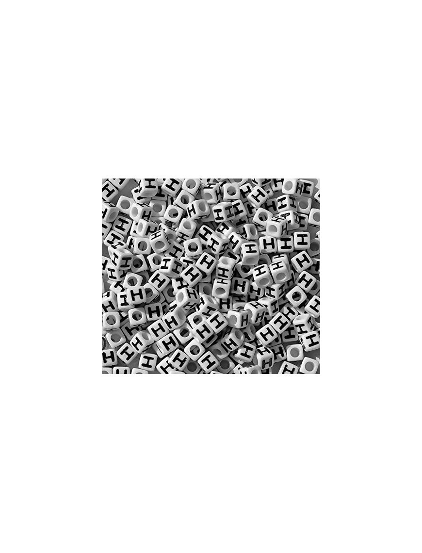 Perle Alphabet 7mm Blanc Cube Lettre au Choix