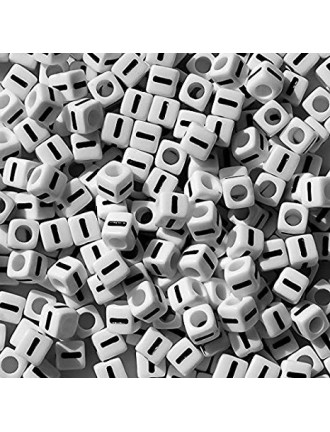 Perle Alphabet 7mm Blanc Cube Lettre au Choix