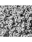 Perle Alphabet 7mm Blanc Cube Lettre au Choix