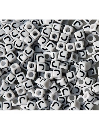 Perle Alphabet 7mm Blanc Cube Lettre au Choix