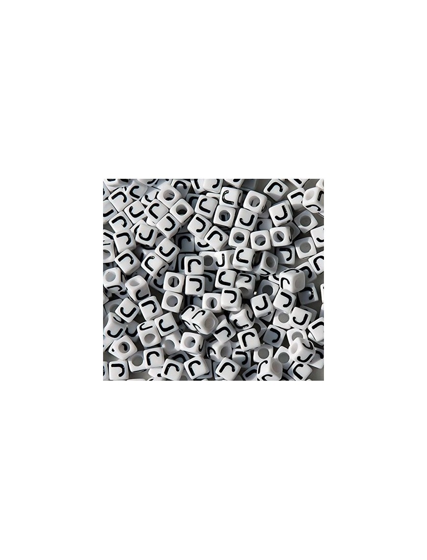 Perle Alphabet 7mm Blanc Cube Lettre au Choix