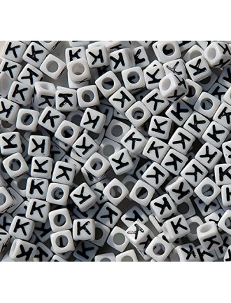 Perle Alphabet 7mm Blanc Cube Lettre au Choix