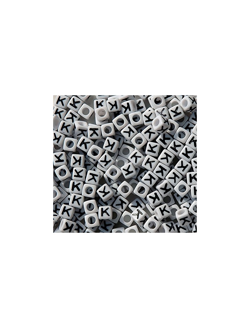 Perle Alphabet 7mm Blanc Cube Lettre au Choix