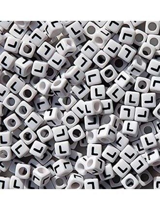 Perle Alphabet 7mm Blanc Cube Lettre au Choix