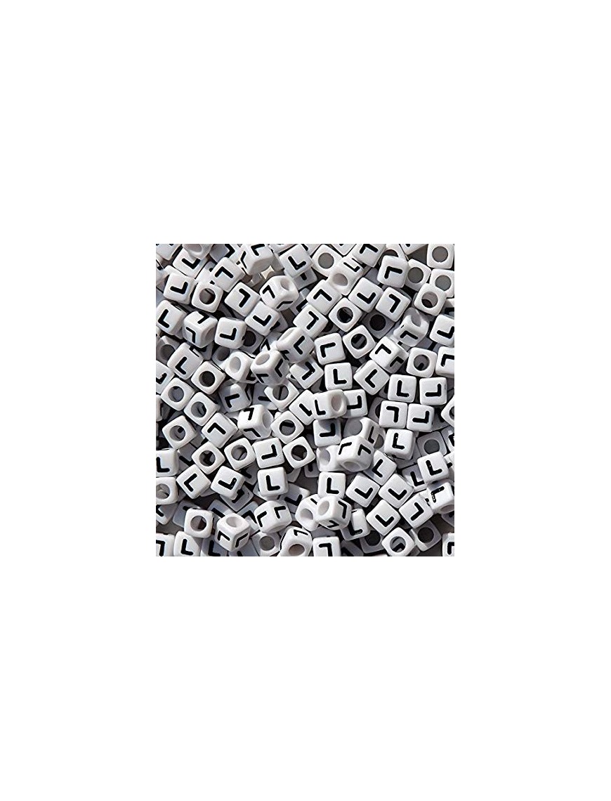 Perle Alphabet 7mm Blanc Cube Lettre au Choix