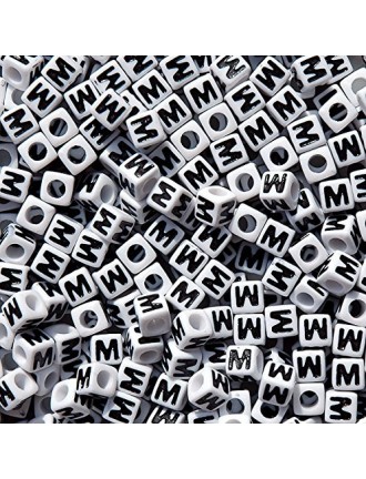 Perle Alphabet 7mm Blanc Cube Lettre au Choix