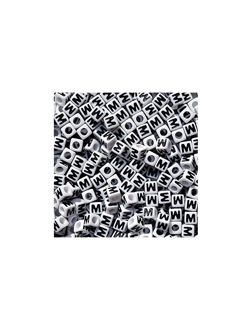 Perle Alphabet 7mm Blanc Cube Lettre au Choix