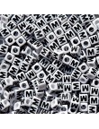 Perle Alphabet 7mm Blanc Cube Lettre au Choix