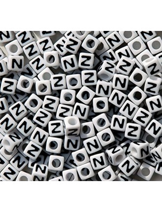 Perle Alphabet 7mm Blanc Cube Lettre au Choix