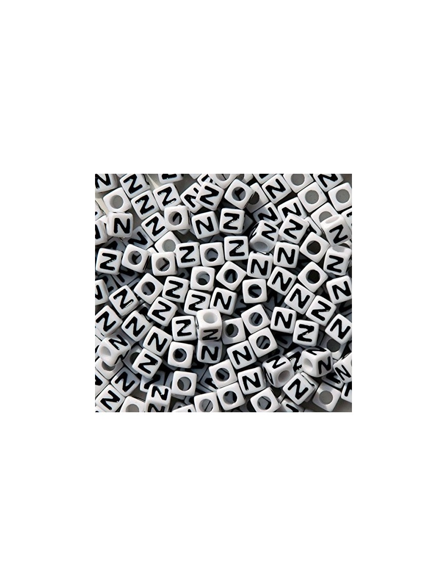 Perle Alphabet 7mm Blanc Cube Lettre au Choix