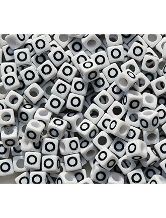 Perle Alphabet 7mm Blanc Cube Lettre au Choix