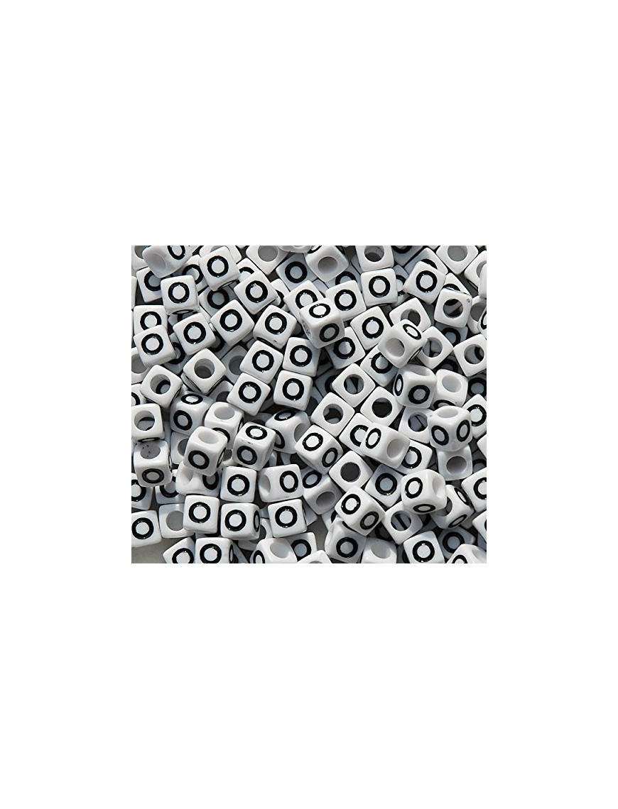 Perle Alphabet 7mm Blanc Cube Lettre au Choix