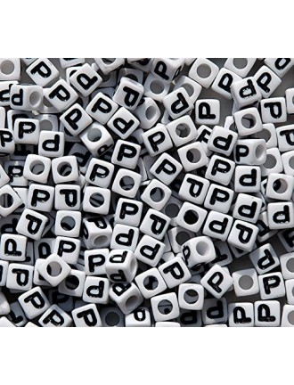 Perle Alphabet 7mm Blanc Cube Lettre au Choix