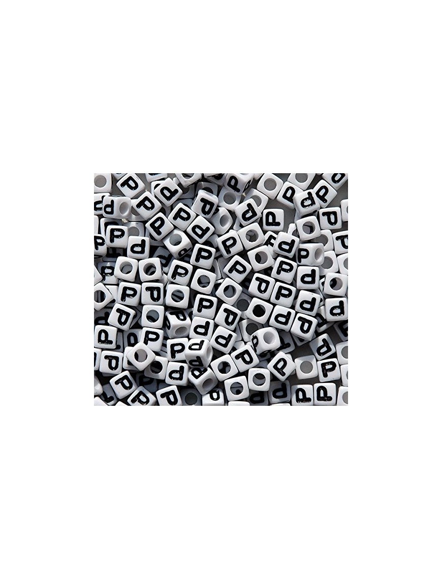 Perle Alphabet 7mm Blanc Cube Lettre au Choix