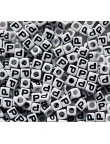 Perle Alphabet 7mm Blanc Cube Lettre au Choix