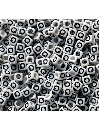 Perle Alphabet 7mm Blanc Cube Lettre au Choix
