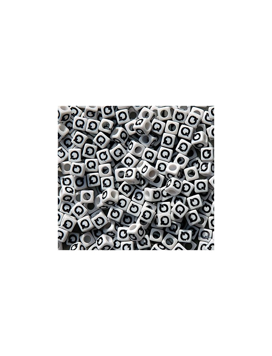 Perle Alphabet 7mm Blanc Cube Lettre au Choix